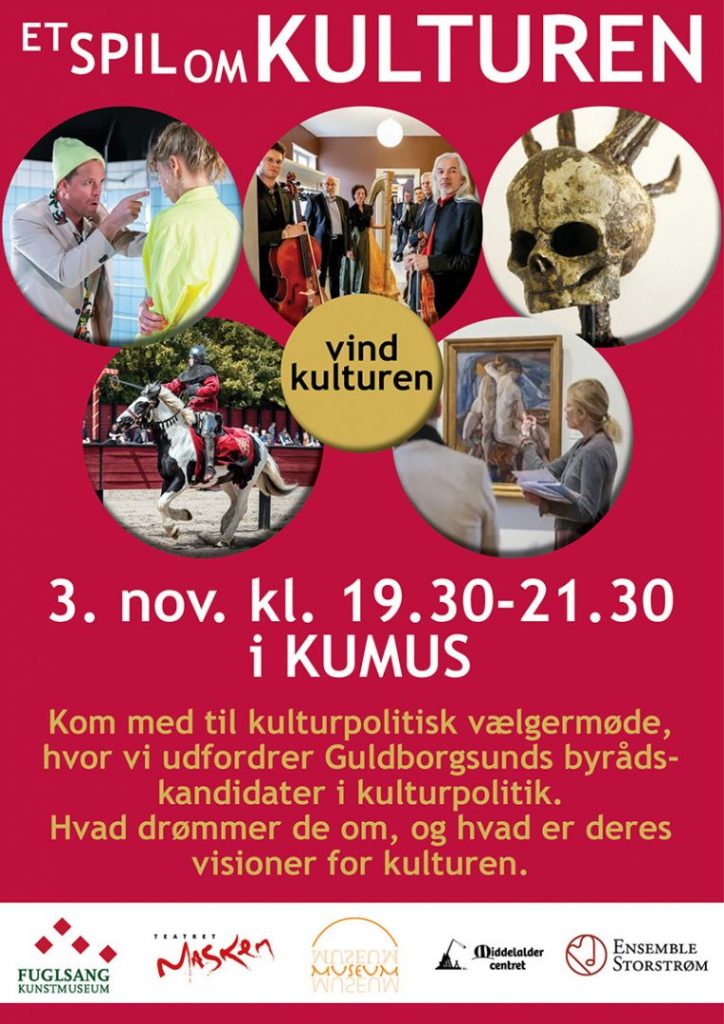 Plakat til kulturpolitisk vælgermøde Guldborgsund Kommune