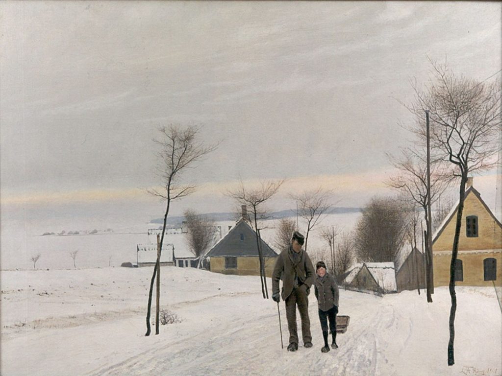 Painting by LA Ring. Misty winter day in Vinderød